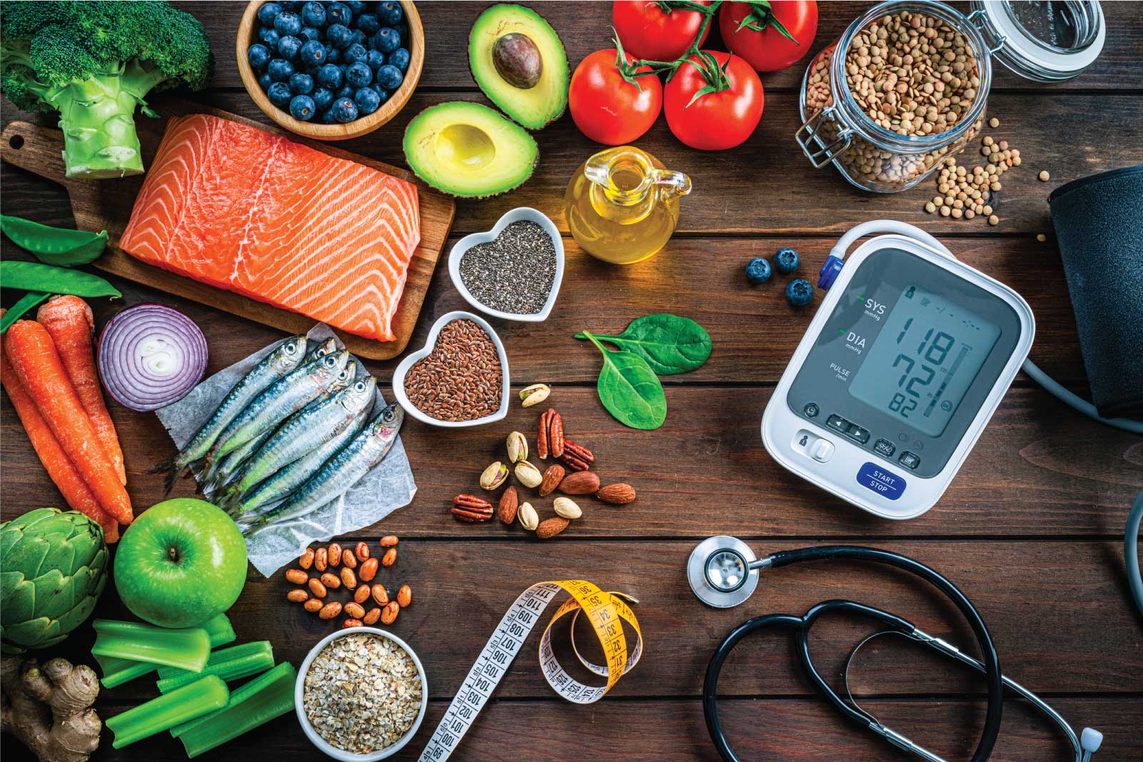 Blood pressure monitor and fresh foods